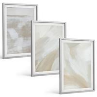 BILDER SET 3er Set - 40x60 cm Silberner Rahmen - Abstrakte Pinselstriche - Silberfarben, Kunststoff (40/60cm) - TULUP