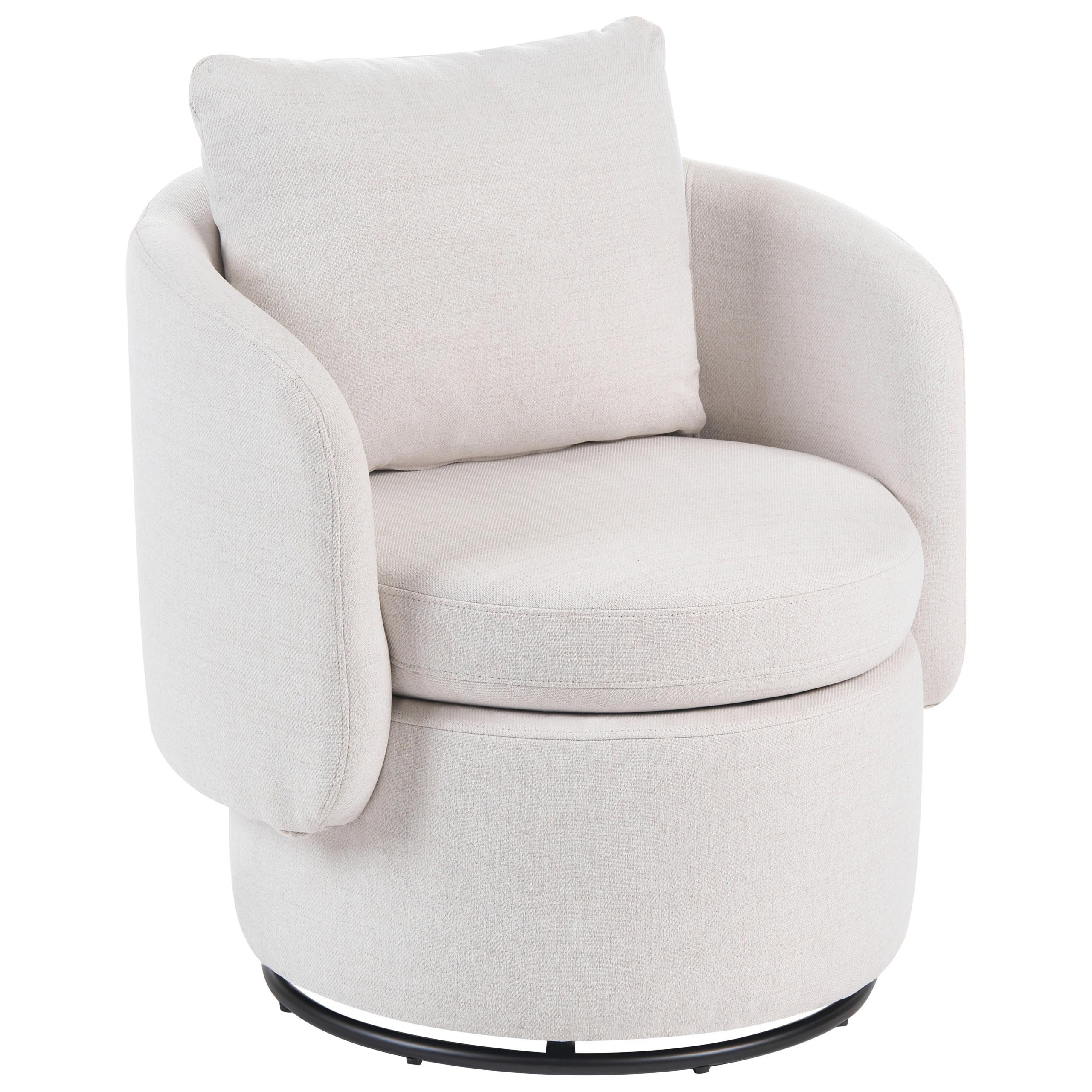 DREHSESSEL mit Stauraum Stoff Cremeweiß Horsens - Creme/Weiß, Textil (72/70/68cm) - Beliani