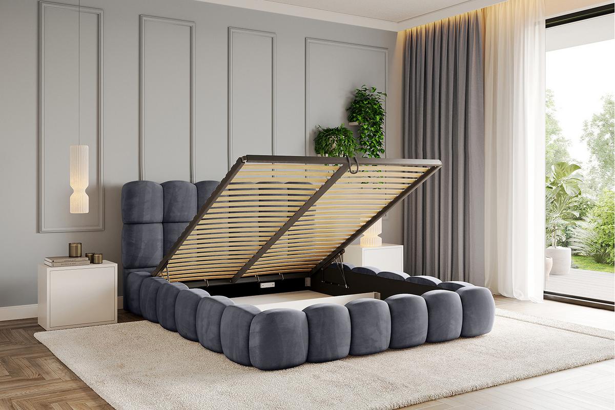 POLSTERBETT mit Bettkasten und Lattenrost, Boxbett ohne Matratze - LEYA 160x200 Dunkelgrau - Dunkelgrau, Holzwerkstoff/Textil (160/200cm) - ALTDECOR