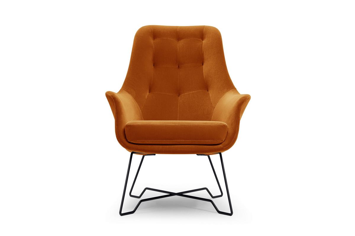 SESSEL SEDUTA, Modern Polstersessel Loungesessel, Velours-Stoff Orange - Orange, Holz/Metall (72.5/101.5/83cm) - MASSENO