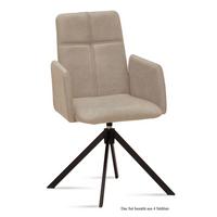 ARMLEHNSTUHL drehbar (4er-Set) Debera 52x92x60 Schwarz/Natur - Schwarz/Naturfarben, Kunststoff (60/92/52cm) - 58aufmkessel