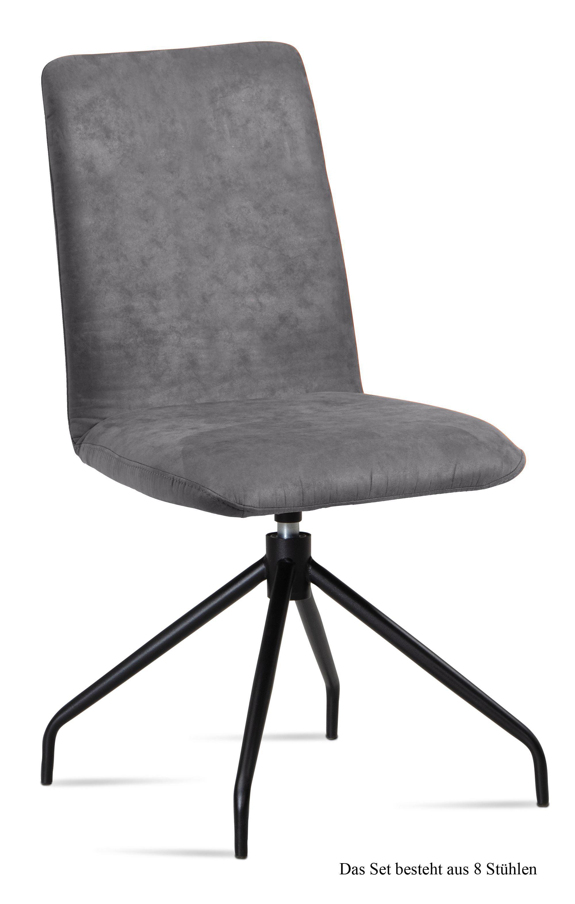 ESSZIMMERSTUHL drehbar (8er-Set) Divona 47x92x60 Schwarz/Grau - Schwarz/Grau, Kunststoff (60/92/47cm) - 58aufmkessel