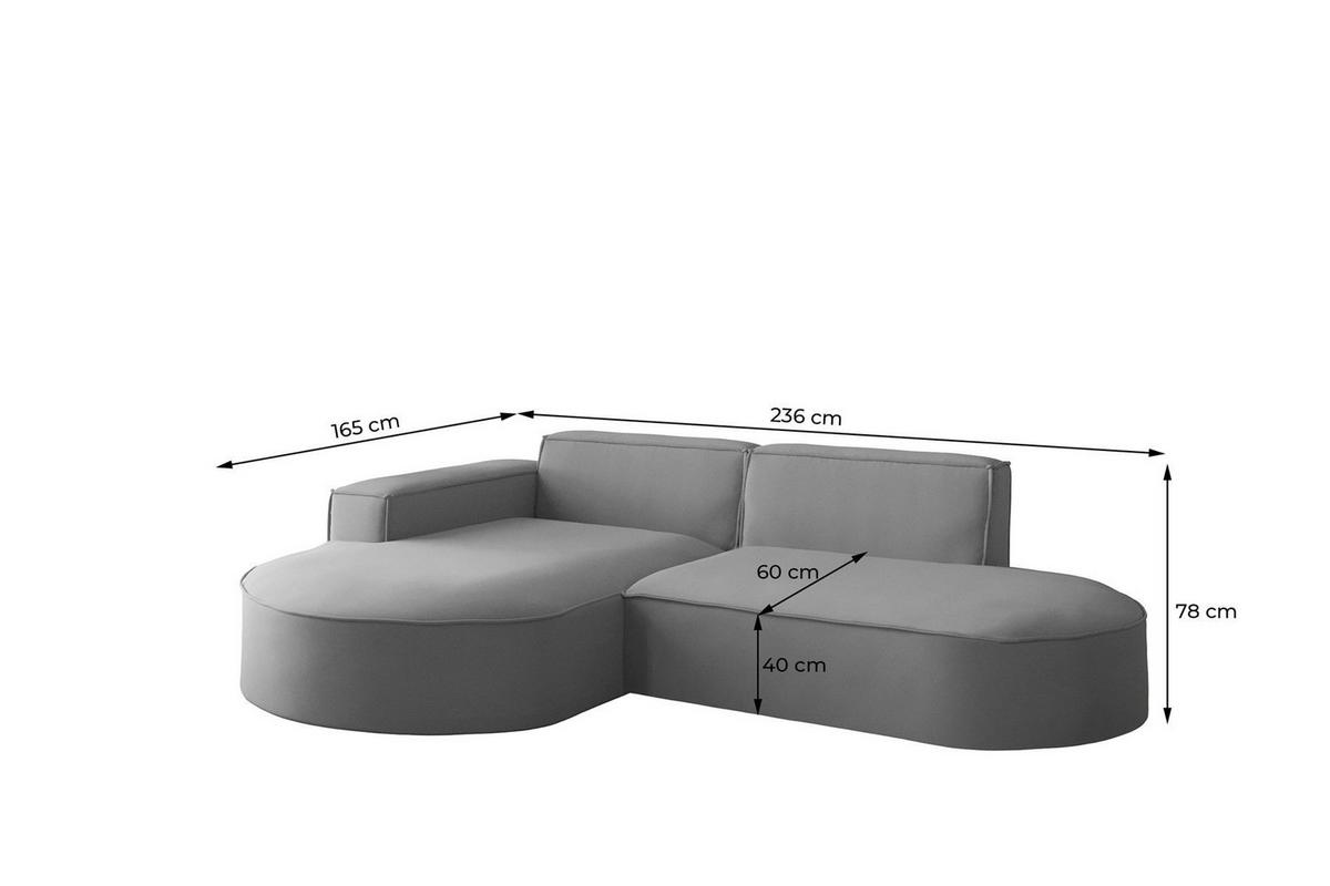 SOFASET Palma Ecksofa Sessel Ascot - Graphitfarben, Holzwerkstoff/Textil (236/78/165cm) - Fun Möbel