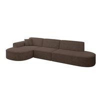 ECKSOFA Ottomane Links MARI-L2 - 328x171x79 cm Braun Velours - Schwarz/Braun, Holzwerkstoff/Kunststoff (328/171cm) - ALTDECOR