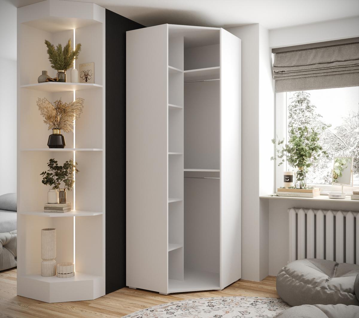 DREHTÜRENSCHRANK 236.7/81.7/81.7 1-türig - Schwarz/Weiß, Holz/Metall (81.7/236.7/81.7cm) - MÖBEL KRYSPOL