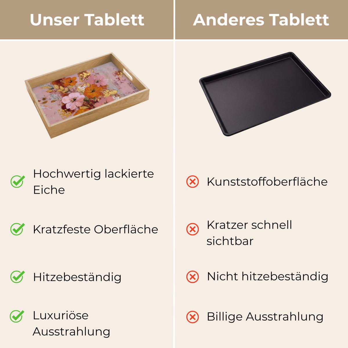 TABLETT Malerei - Blumen - Rustikal - Rosa 40x30 cm - Rosa, Holz (40/5/5cm) - OnlyWow