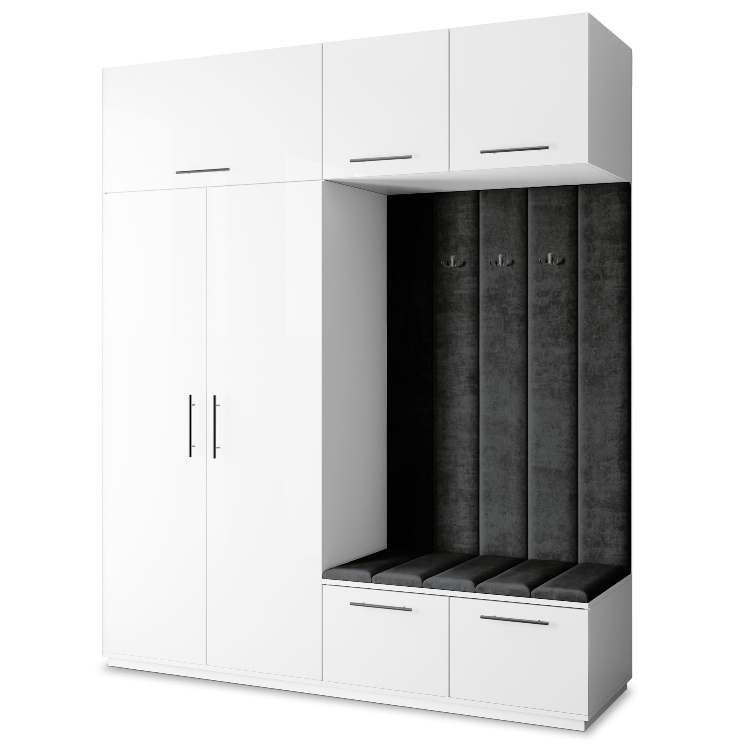 GARDEROBENSCHRANK REMA 200/240/60 cm Modern Weiß - Schwarz/Weiß, Holzwerkstoff (200/240/60cm) - MASSENO