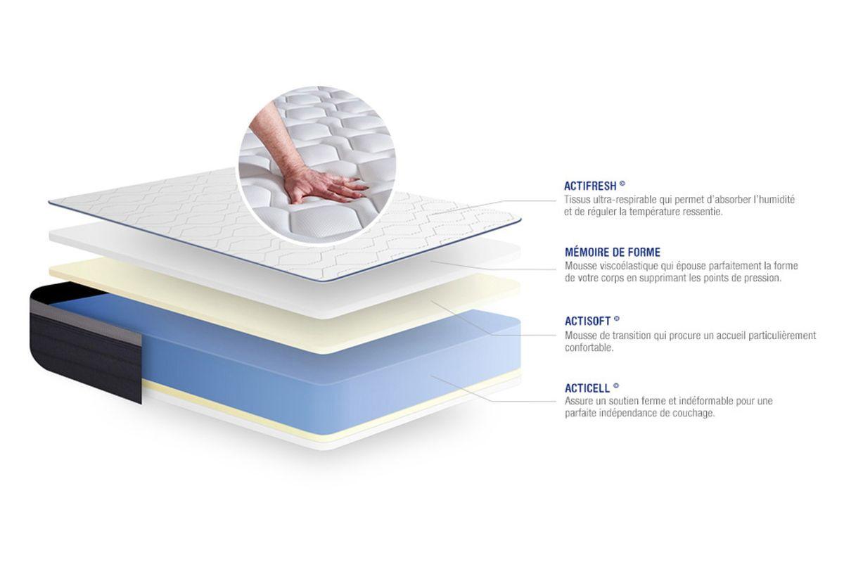 BETT Actimemo max Memory-Schaum 80 x 200 cm h3 - Kit Bettgestell Grau - Beige/Grau, Karton/Holz (80/200cm) - ACTISOM