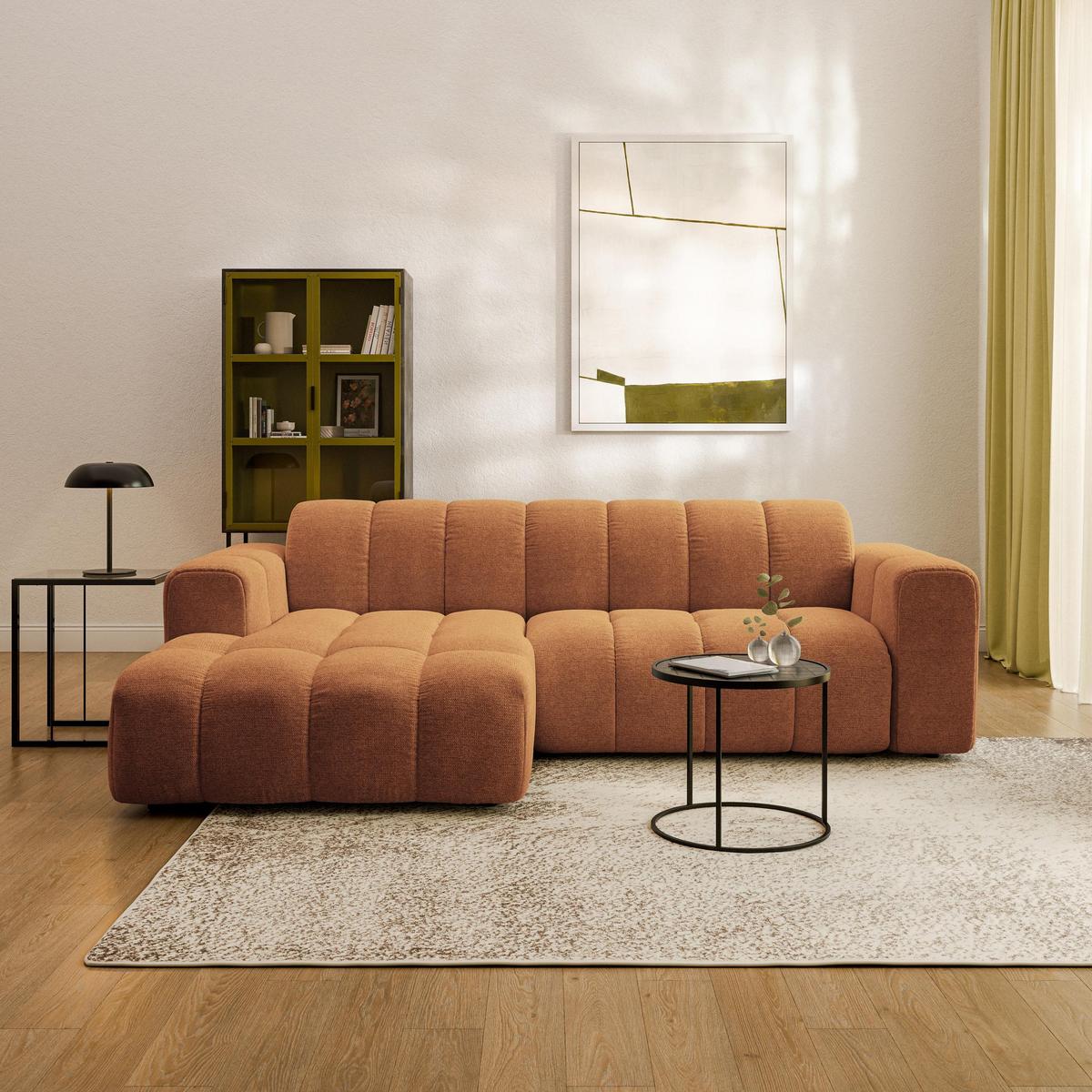 ECKSOFA TISI Orange Strukturstoff - Orange, Holz (274/165cm) - MASSENO