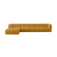 ECKSOFA Ottomane Links MIRA-L3 409x179x70 Senfgelb Cord - Currygelb/Schwarz, Holzwerkstoff/Kunststoff (409/179cm) - ALTDECOR