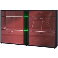 SCHUHSCHRANK Today Fronten in Bordeaux Hochglanz - Bordeaux, Holzwerkstoff (155.5/95/28cm) - Vladon