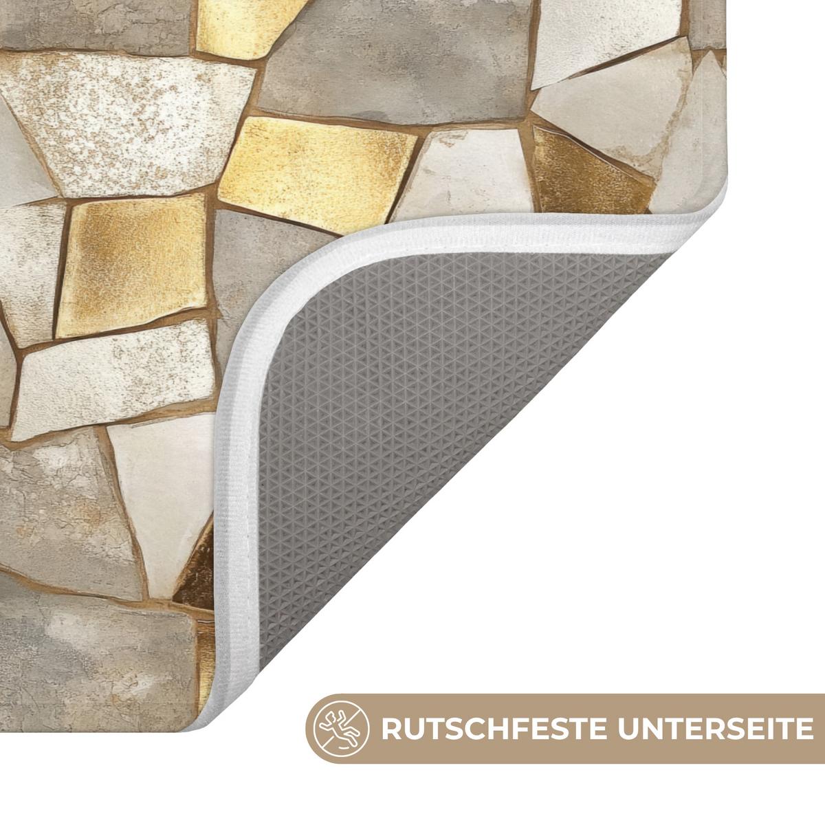 BADEMATTE Mosaik - Marmor - Gold 60x40 cm - Champagner, Textil (60/40cm) - OnlyWow