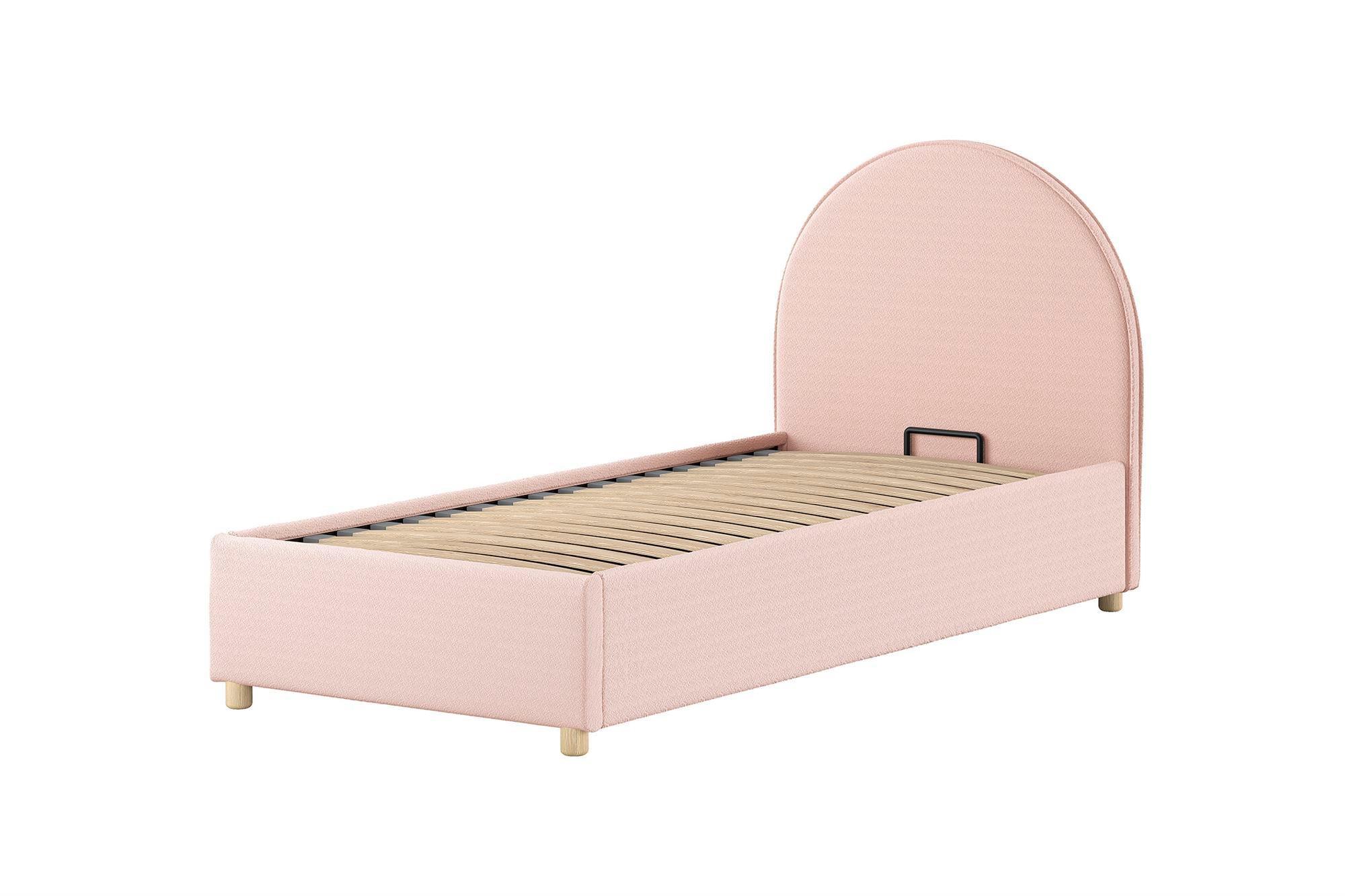 POLSTERBETT Karlotta 90x200 mit Bettkasten Bouclé Stoff rosa - Rosa, Kunststoff (90/200cm) - 58aufmkessel
