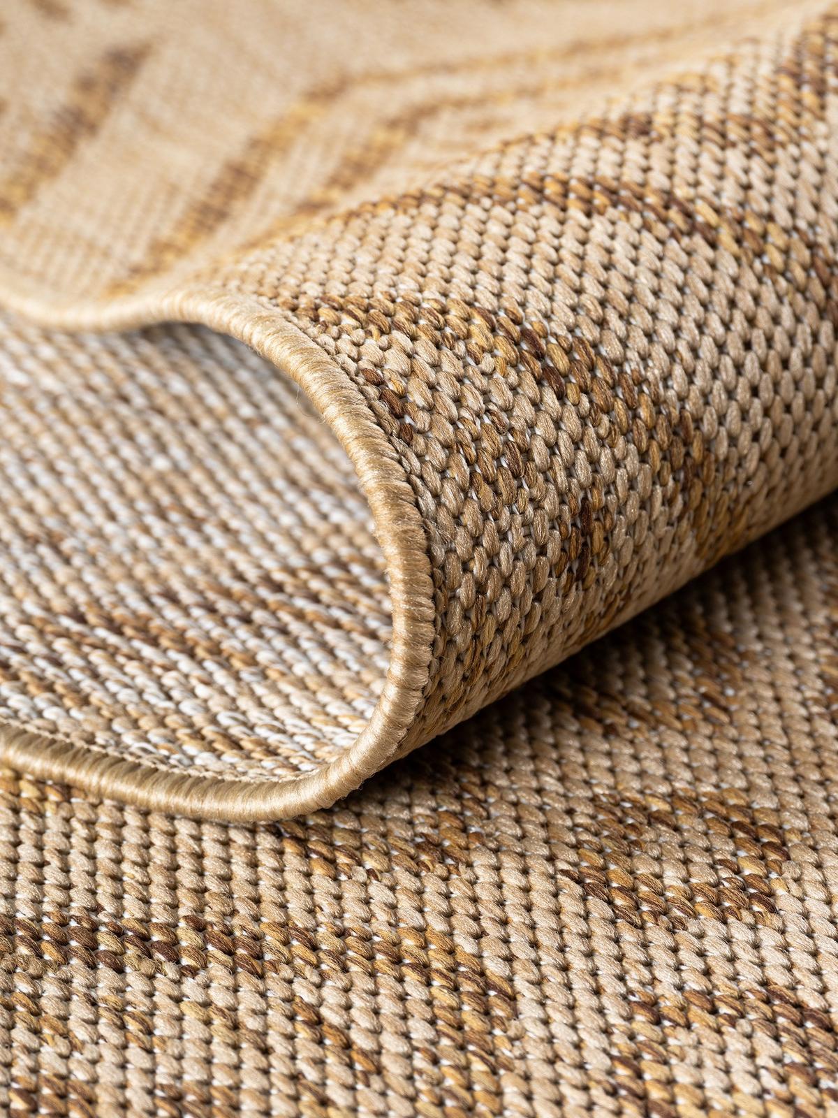 TEPPICH Flachgewebe, Outdoor, Fußbodenheizung-geeignet, mit Rautenmuster, VIGOLENO in Beige-Braun, Ø 160 cm - Beige, Textil (160/160cm) - KADIMA DESIGN