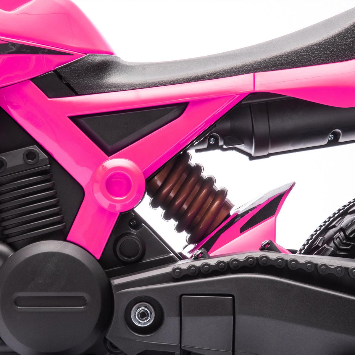 12V Elektro Kinder Motorrad, Kindermotorrad mit Stützrädern, bis 3 km/h Rosa - Rosa, Kunststoff (105/57/62cm) - AIYAPLAY
