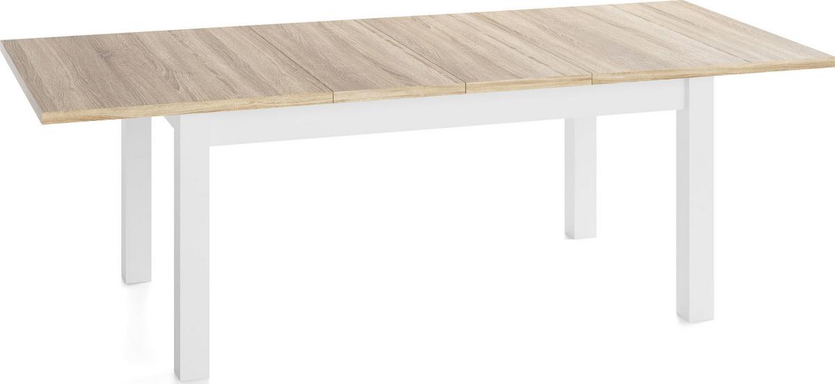 ESSTISCH Lindberg Weiß ausziehbar verlängerbar rechteckig, Eiche Sonoma Hellbraun 200-300/100/77 cm - Weiß/Sonoma Eiche, Holz/Holzwerkstoff (100/300/76.5cm) - WFL GROUP