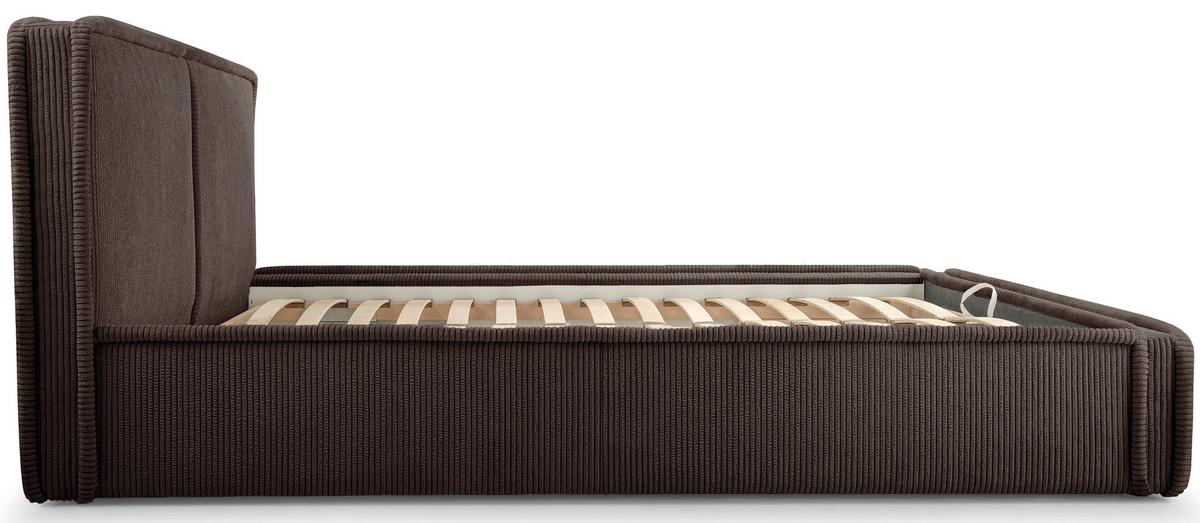 POLSTERBETT CORDO BEIGER CORDSTOFF 180x200 CM - Dunkelbraun/Schwarz, Kunststoff/Textil (160/200cm) - Selsey