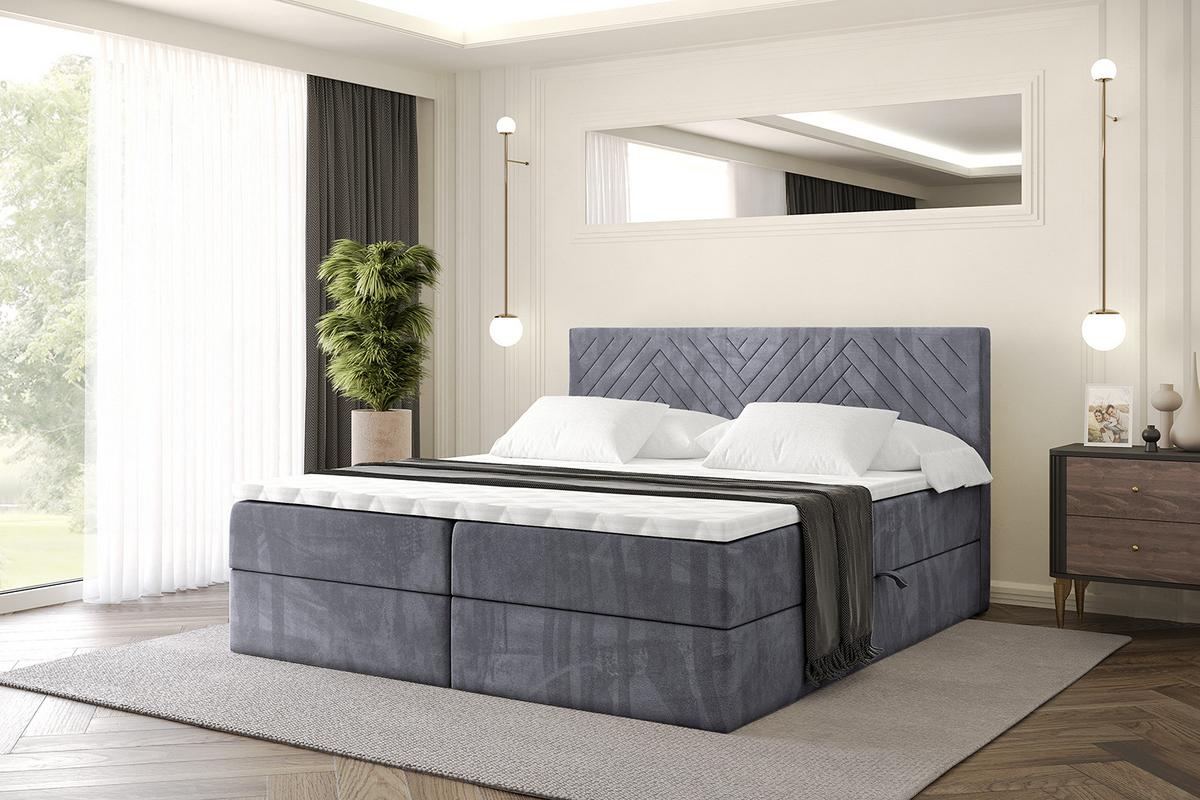 BOXBETT mit Matratze H3 und Lattenrost - VEXA - 180x200 - Dunkelgrau Casablanca - Dunkelgrau, Holzwerkstoff/Kunststoff (180/200cm) - ALTDECOR