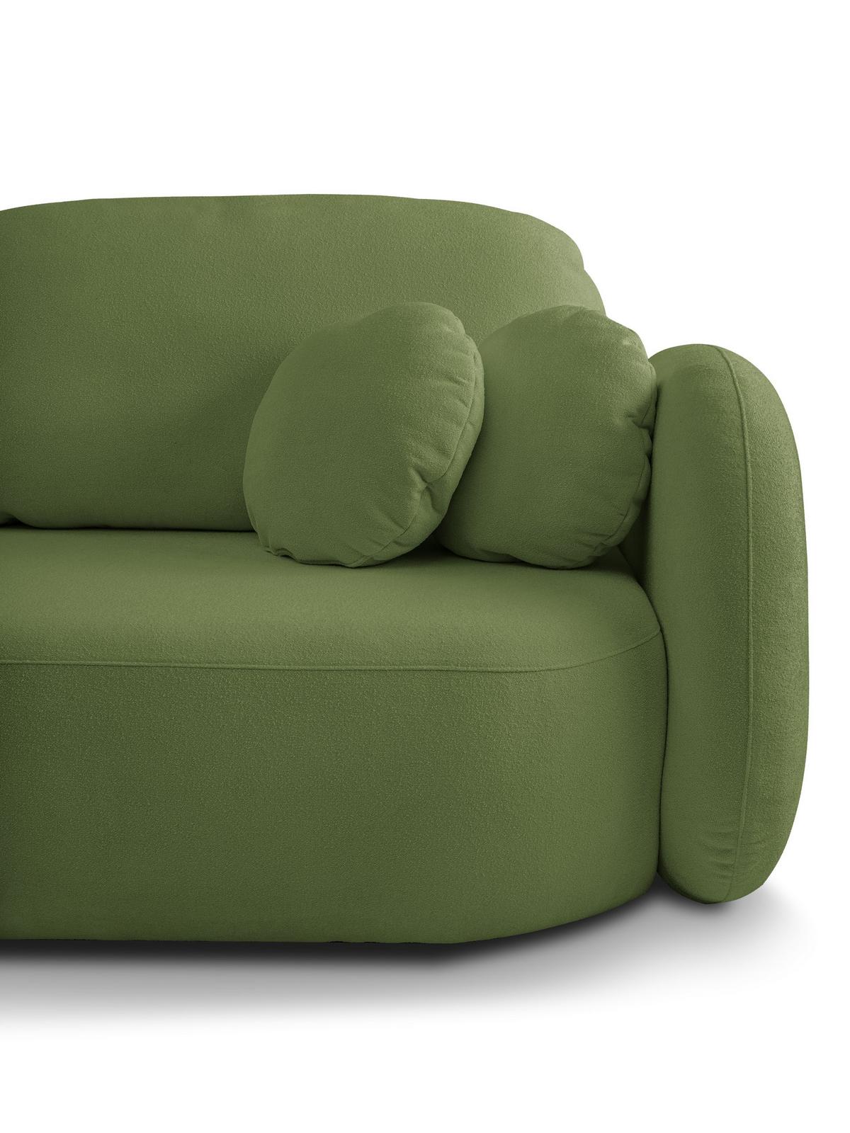 BETTSOFA AMICO Grün Bucle-Stoff mit Schlaffunktion - Grün, Holz (238/86.5/101cm) - MASSENO