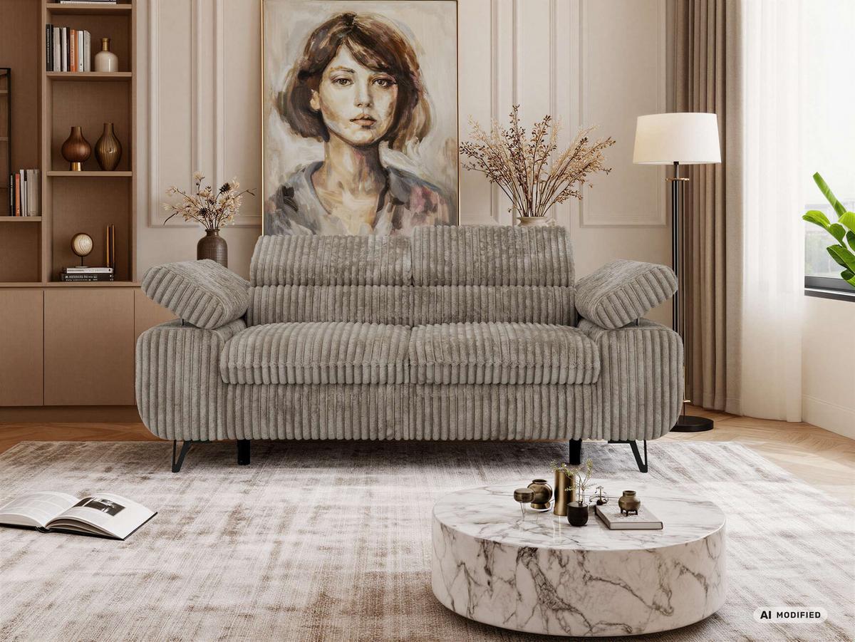 2-SITZER SOFA PETER - Hellbraun Cord - Hellbraun/Schwarz, Textil/Metall (200/76/99cm) - MKS