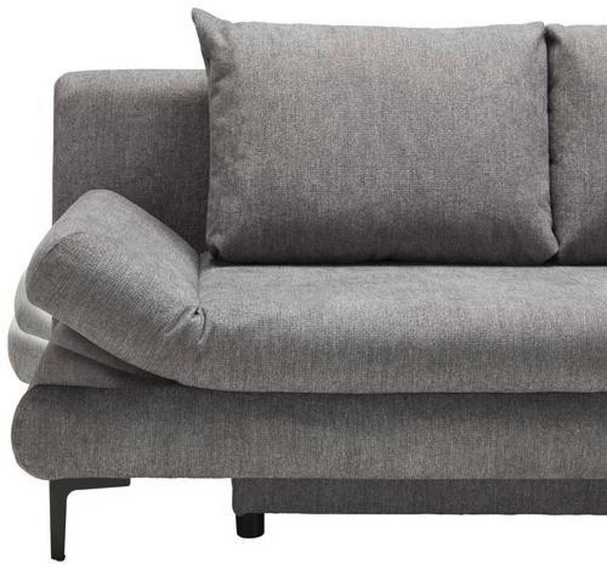 Schlafsofa in Dunkelgrau mit Bettfunktion - Dunkelgrau/Hellgrau, MODERN, Kunststoff/Textil (191/42-76/86cm) - Based
