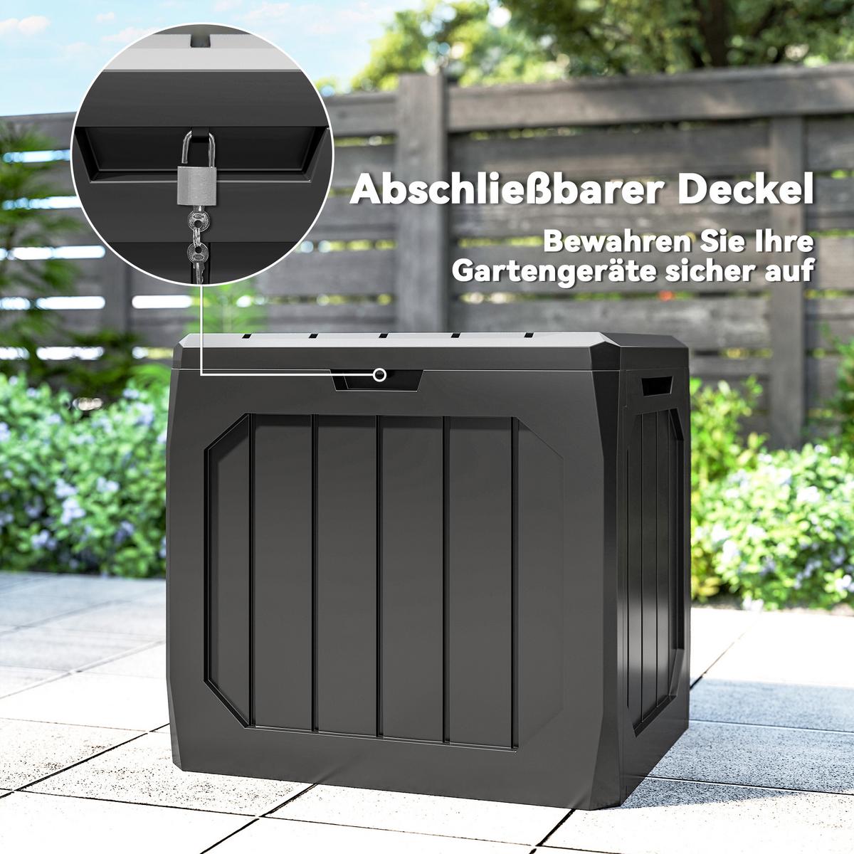 GARTENBOX 121 Liter aus Kunststoff Wasserdicht Kissenbox mit Griffmulden - Schwarz, Kunststoff (45/53/56cm) - Outsunny
