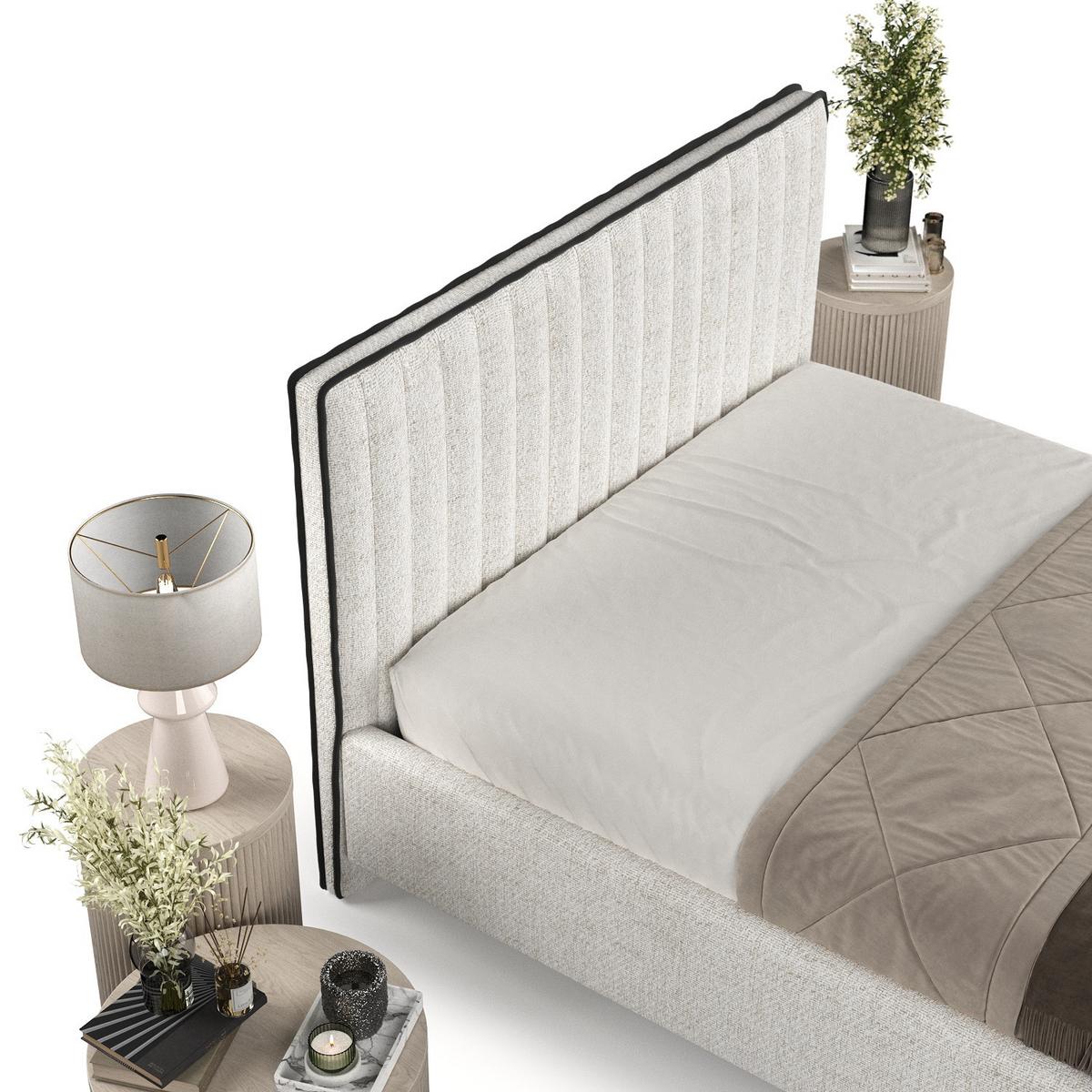 POLSTERBETT Aria 140/200 cm Creme im Neve Stoff - Creme/Naturfarben, Holz/Holzwerkstoff (140/200cm) - AltaBeds