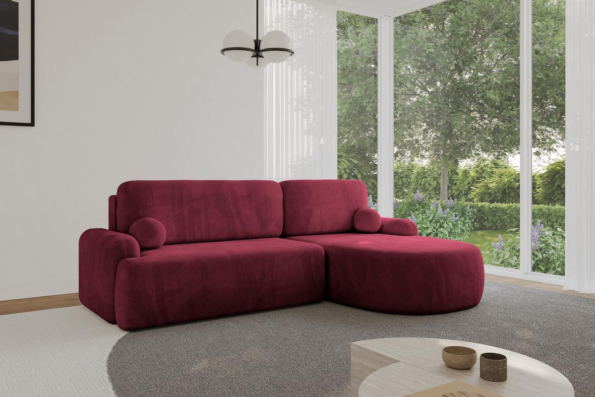 ECKSOFA mit Schlaffunktion und Bettkasten LIRA-L - 264x172x89 Bordeauxrot - Bordeaux, Holzwerkstoff/Textil (172/264cm) - ALTDECOR