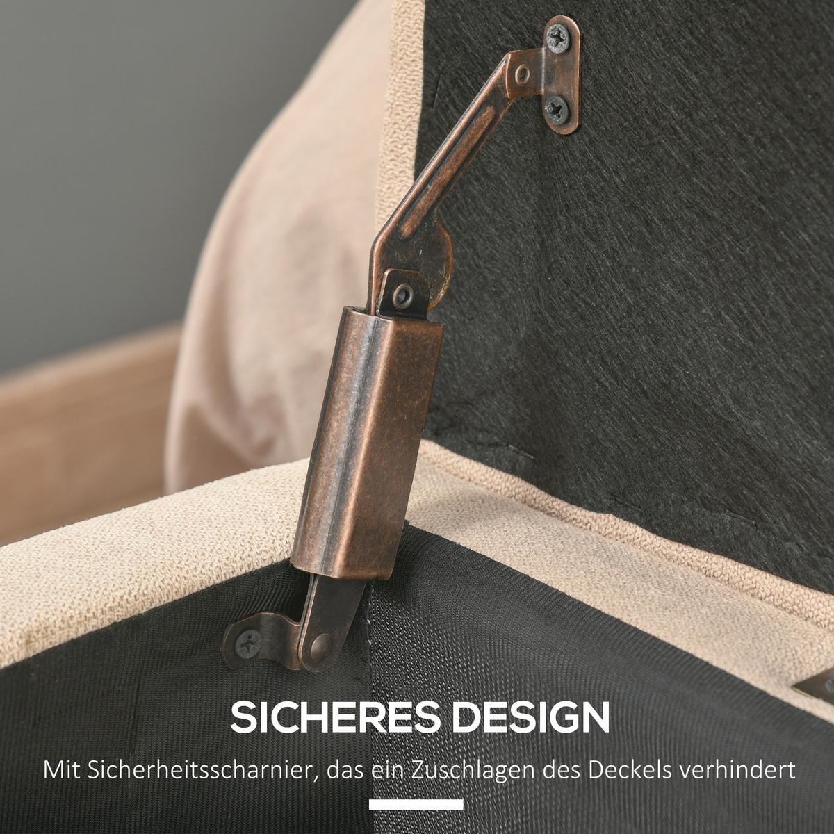 TRUHENBANK mit Stauraum Leinenoptik, Beige - Beige, Kunststoff (49/41.5/125cm) - HOMCOM