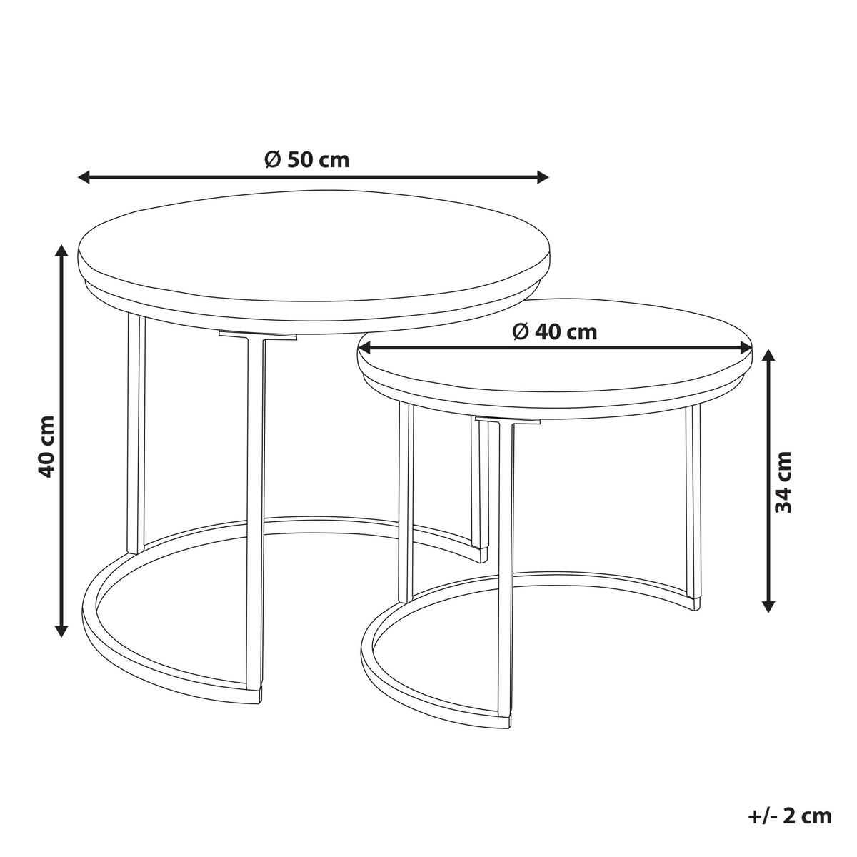COUCHTISCH 2er-Set Braun - Schwarz, Holz (50/50/40cm) - Beliani