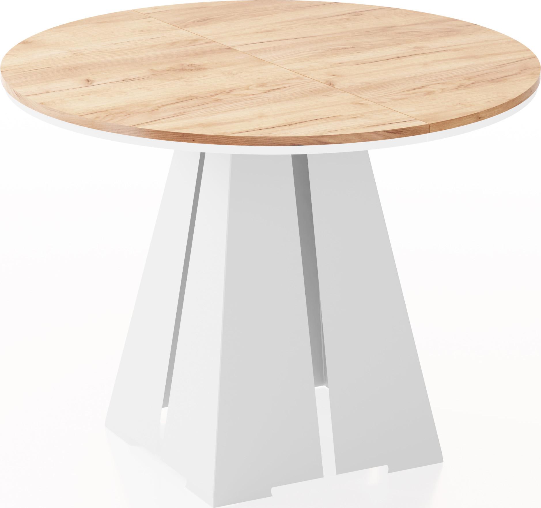 ESSTISCH Kova runder ausziehbarer, Craft Eiche 100-180/100/76 cm - Eiche Wotan/Weiß, Holzwerkstoff/Metall (100/176/76cm) - WFL GROUP