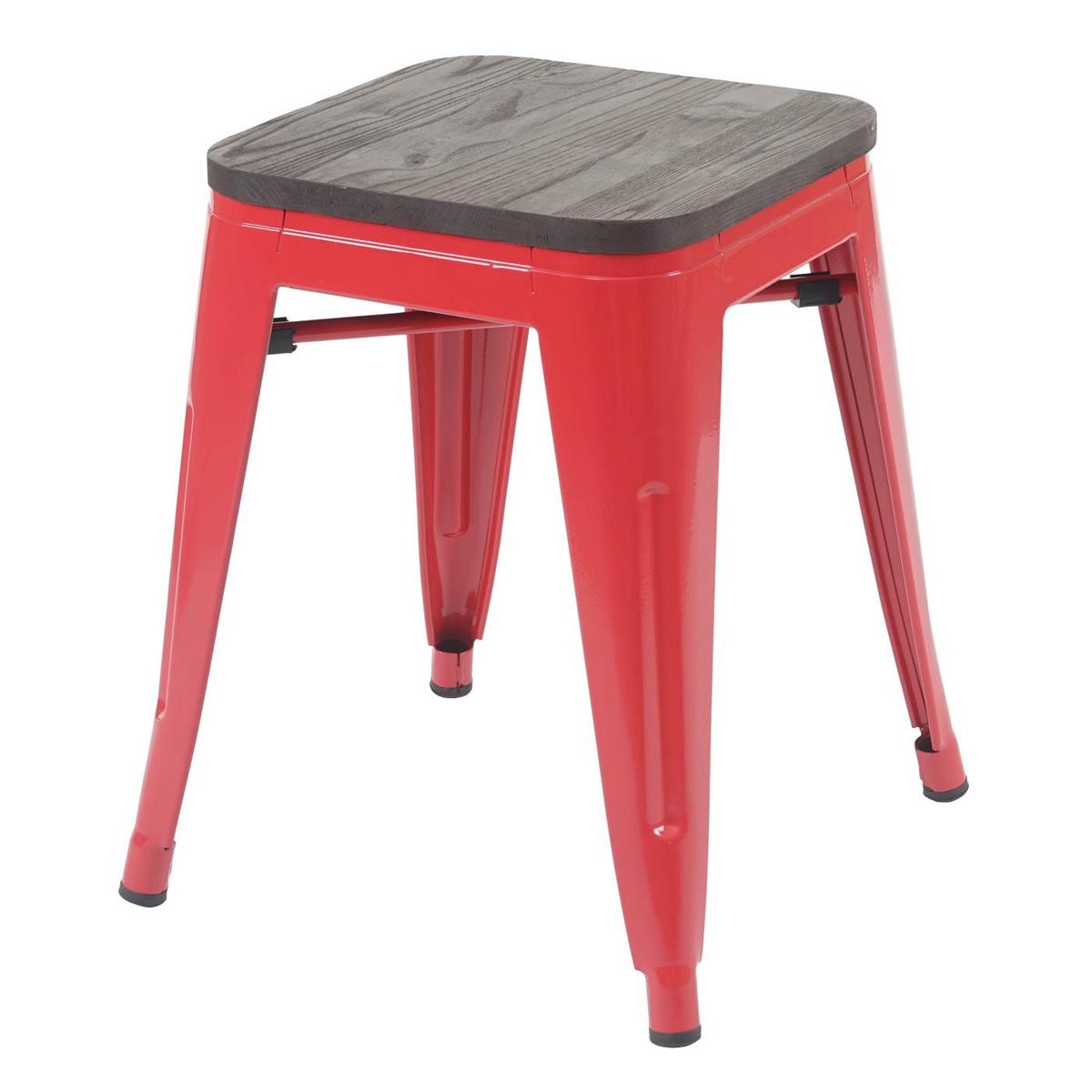 HOCKER HOLZ-SITZFLÄCHE Rot 4er-Set - Rot, Holz (39/45/39cm) - MCW