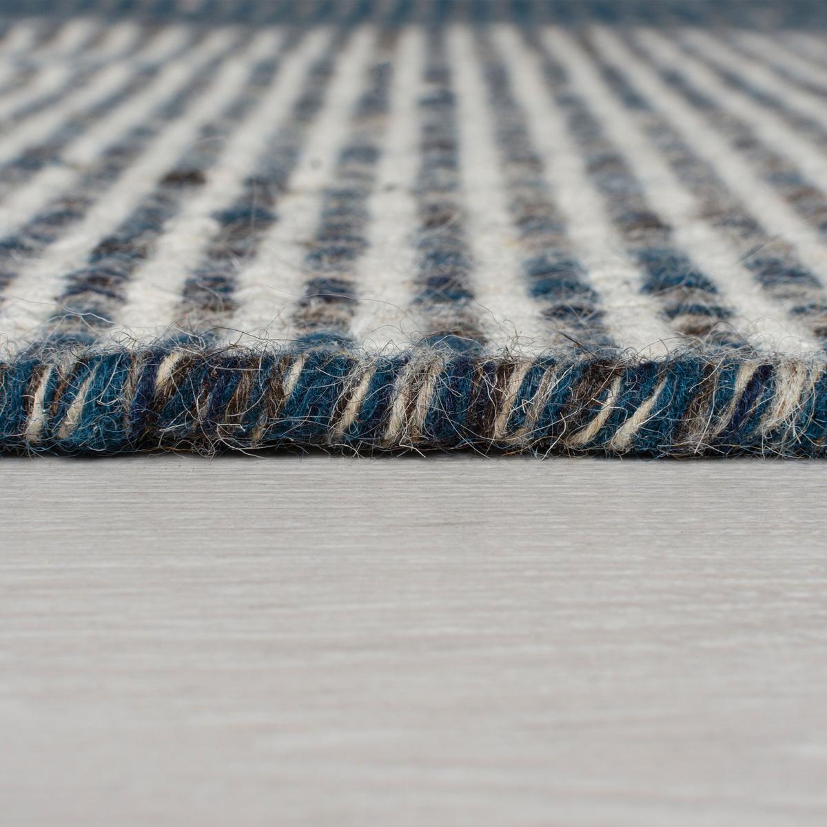 WOLLTEPPICH handgewebt mit Fransen BALA, gestreift, Blau, 60 x 200 cm - Blau, Textil (200/60cm) - KADIMA DESIGN