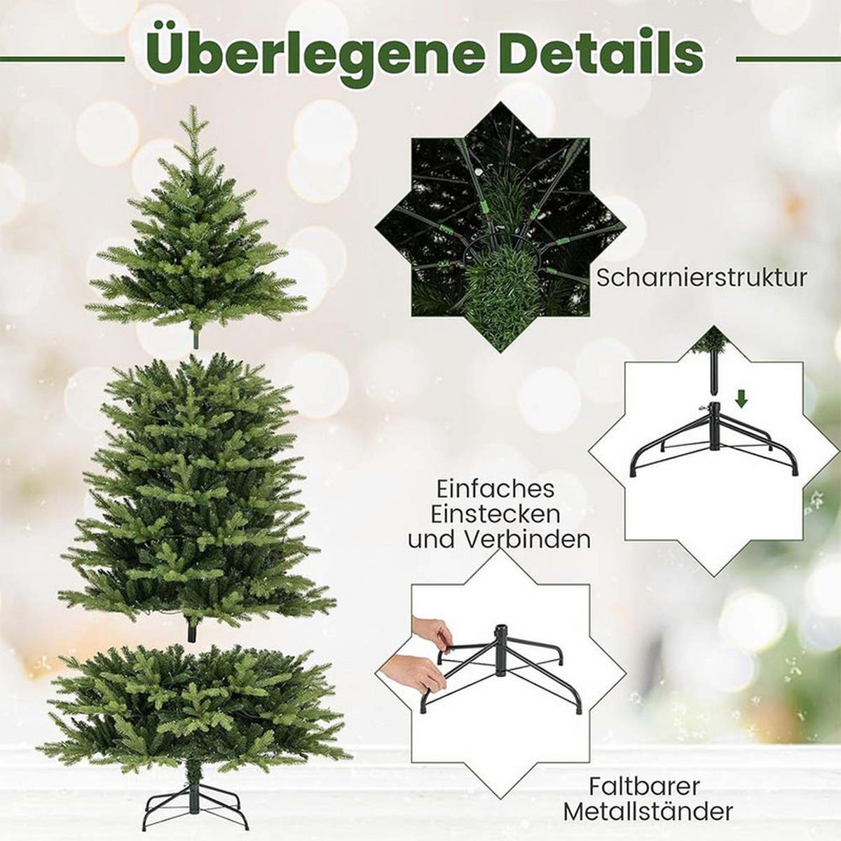 WEIHNACHTSBAUM mit 11 Lichtmodi 210cm Grün - Grün, Metall (210cm) - COSTWAY