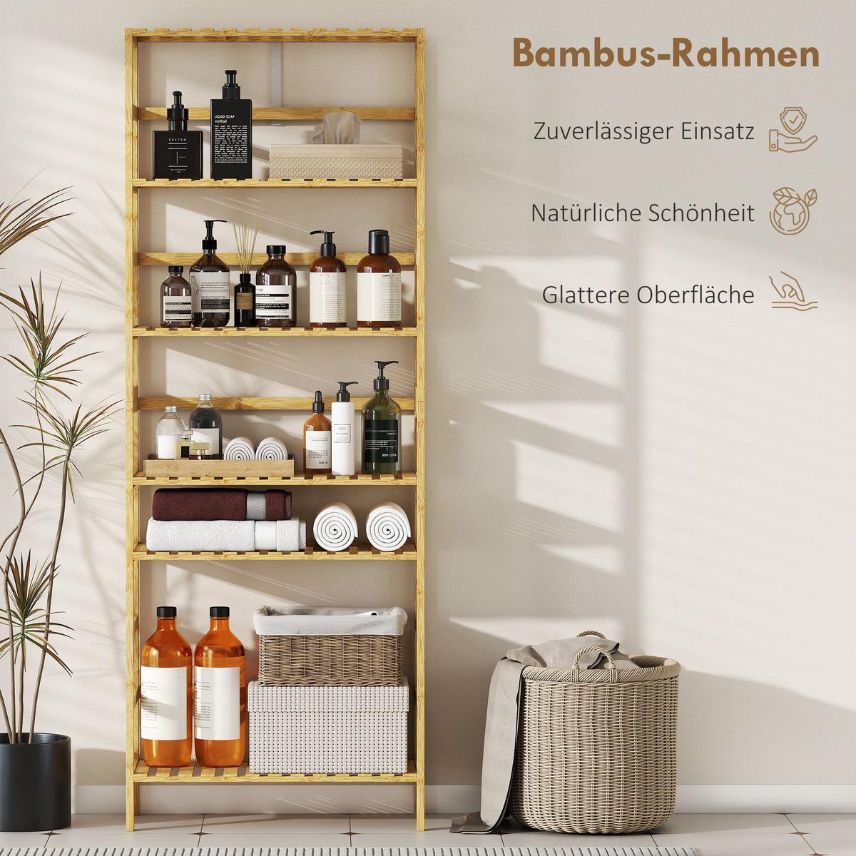 STANDREGAL Bambus Naturholz - Naturfarben, Holz/Bambusholz (26/161/60cm) - HOMCOM