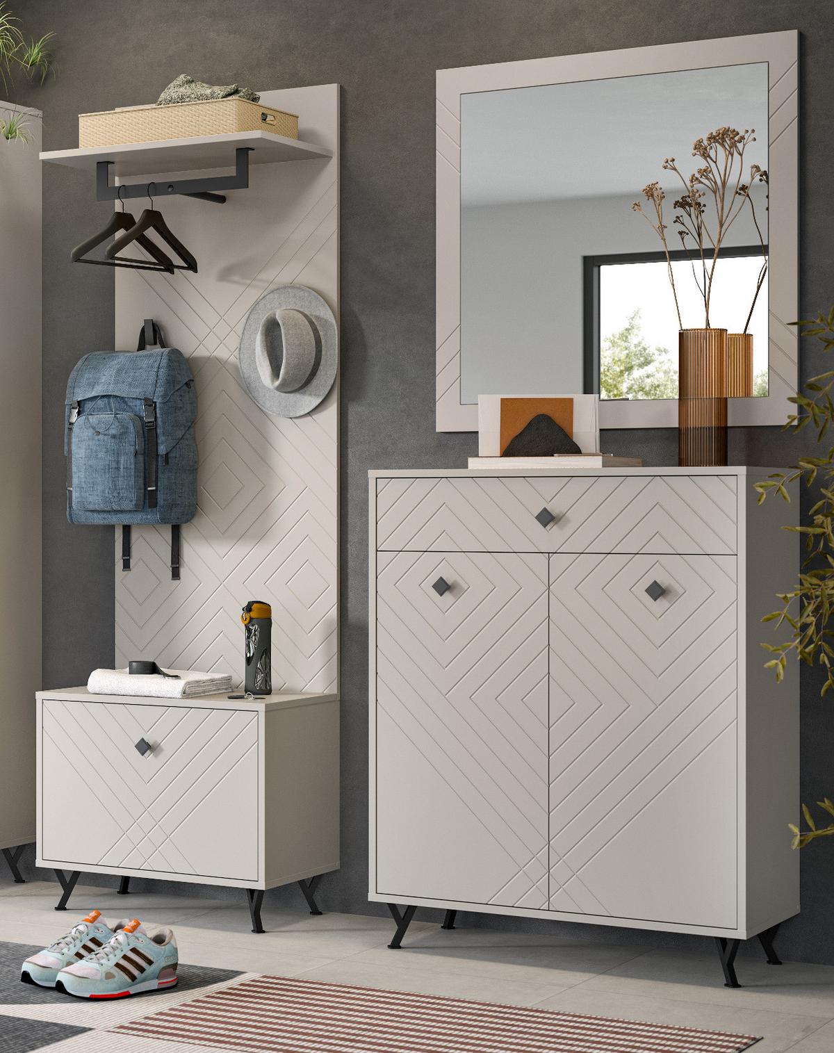 GARDEROBENBANK Sand matt 60 cm, Sitzbank mit Soft-Close - Sandfarben/Beige, Holzwerkstoff/Metall (60/50/35cm) - Inn.Furn
