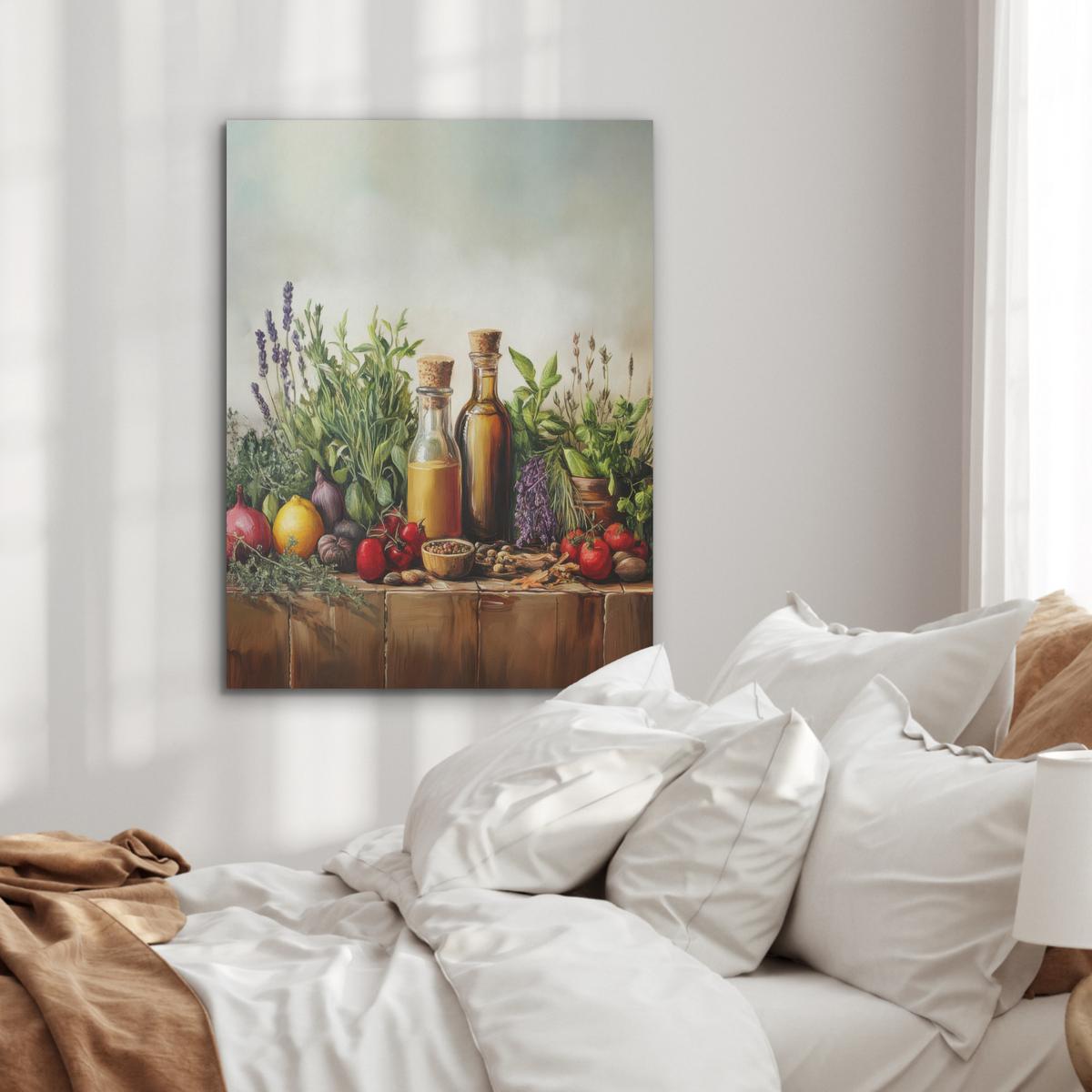 AKUSTIKBILD Stilleben - Kräuter - Gewürze - Früchte - Farbenfroh Wandbilder 60x80 cm - Grün, Kunststoff (60/80/0.9cm) - MuchoWow
