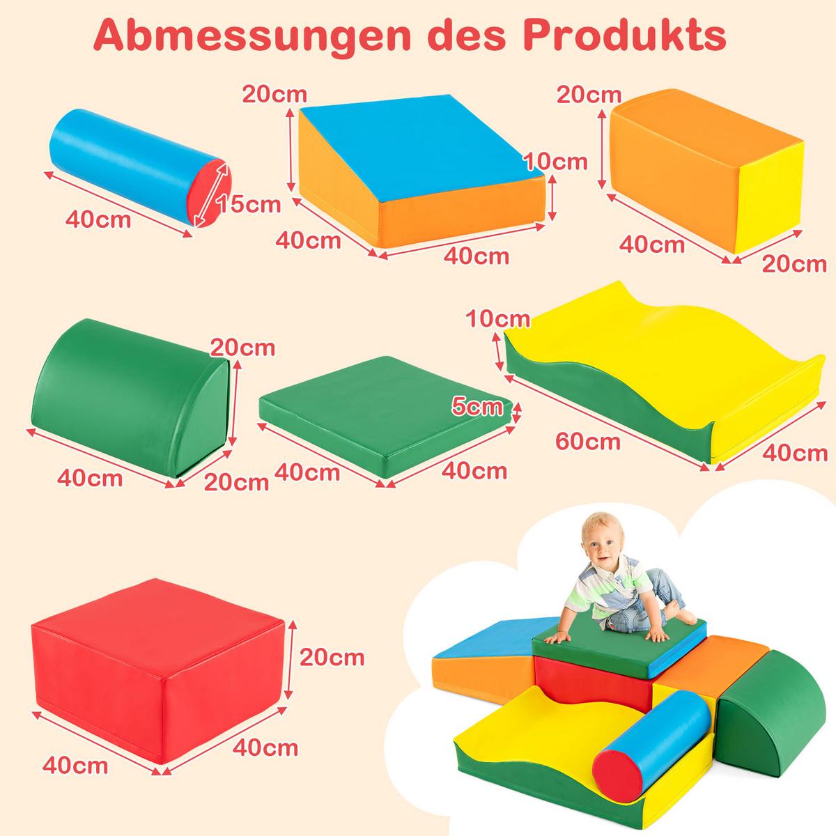 SCHAUMSTOFFBLOCK Farbig (7-teilig) - Multicolor, Leder (40/20/40cm) - COSTWAY