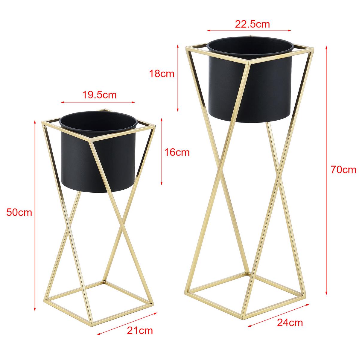PFLANZENSTÄNDER-SET 2 TLG. Mons - Goldfarben/Schwarz, Metall (24/70/24cm) - [en.casa]