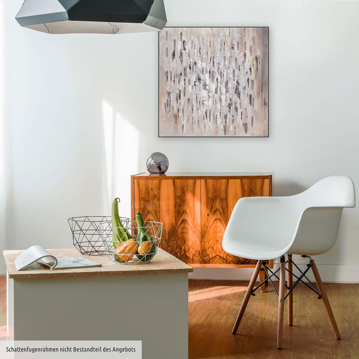ACRYLBILD HANDGEMALT 80/80 cm - Grau, Holz/Textil (80/80cm) - KUNSTLOFT
