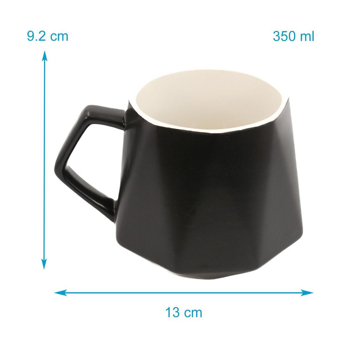 TEETASSE in Feinschliff Optik 350 ml (4-tlg.) - Schwarz, Keramik (0.35L) - Intirilife