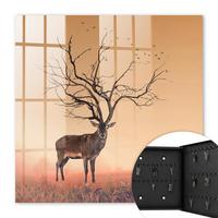 SCHLÜSSELBOX Schwarz 30x30 cm- Türöffnung nach rechts - Magischer Hirsch - Orange, Metall (30/30/5cm) - TULUP