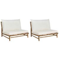 GARTENSESSEL 2er-Set Massivholz cremeweiß Todi - Hellbraun/Creme, Holz (102/74/85cm) - Beliani