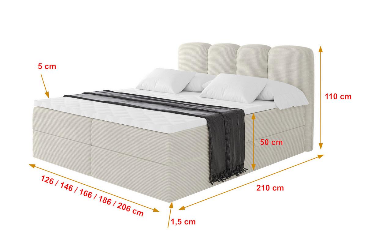 BOXBETT mit Matratze H4 - NINA - 200x200 cm Creme - Perlmutt, Holzwerkstoff (200/200cm) - ALTDECOR