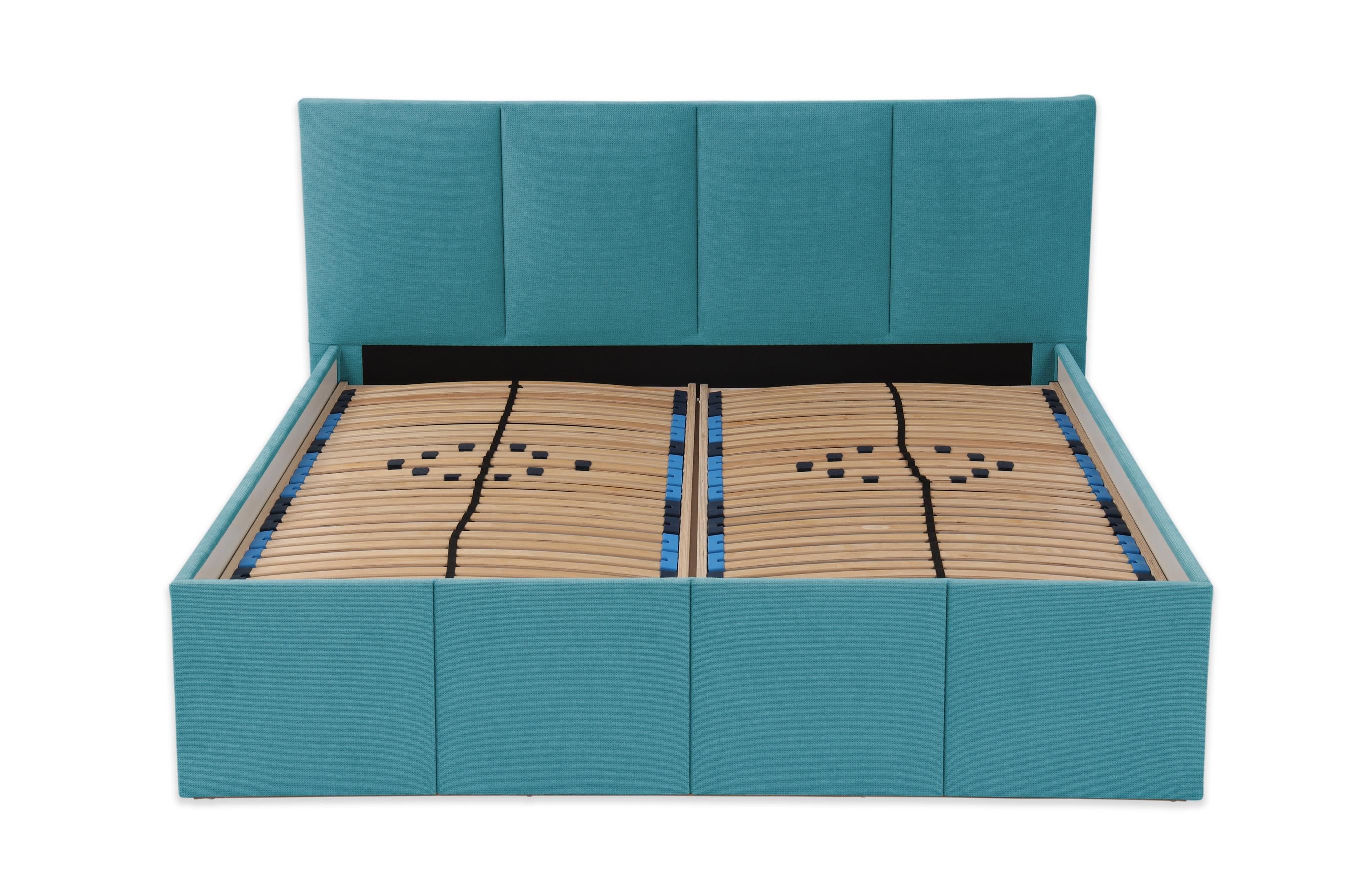 POLSTERBETT Dalas Blau 180 x 200 x 40 cm Stauraum Mit hochwertiger Matratze H2 (bis 100 kg) und Lattenrost - Blau, Holz (180/200cm) - Halmon Schlafkomfort Betten 