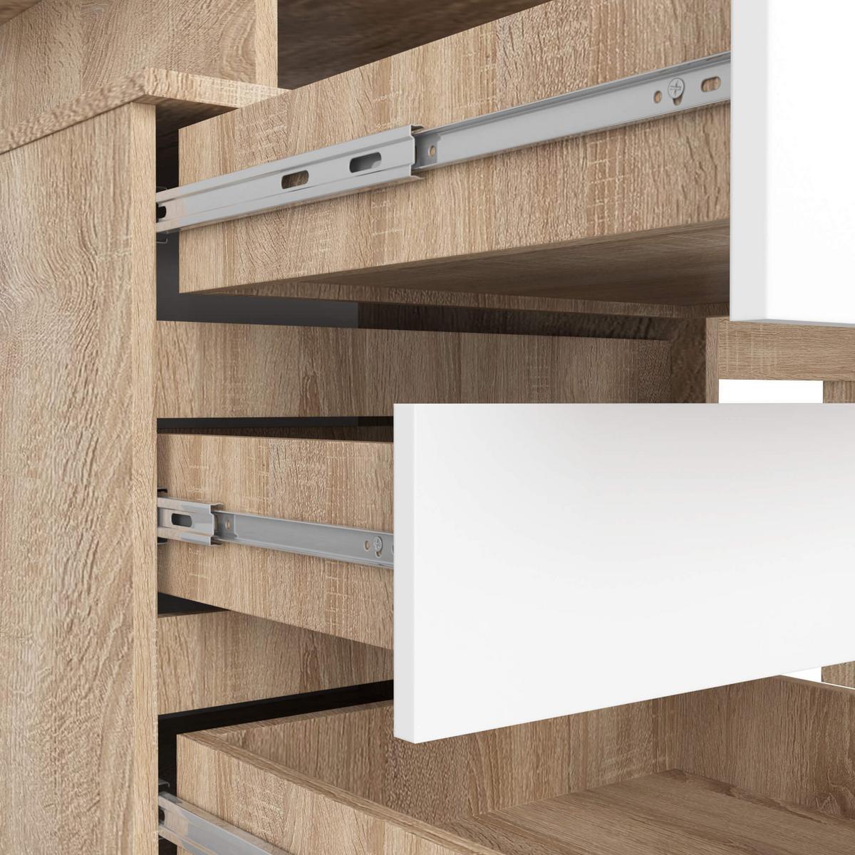 SCHREIBTISCH Eiche Sonoma, Weiß 77/135/60 - Weiß, Holzwerkstoff (150/92/77cm) - RAUMHIRSCH FURNITURE