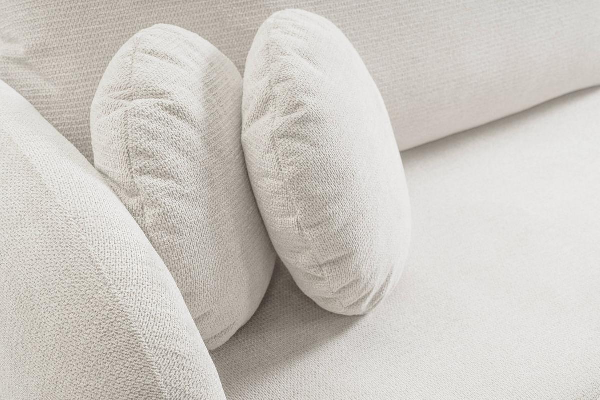 ECKSOFA AMICO R-S Weiß Geflochtener Stoff mit Schlaffunktion - Weiß, Holz (248/174cm) - MASSENO