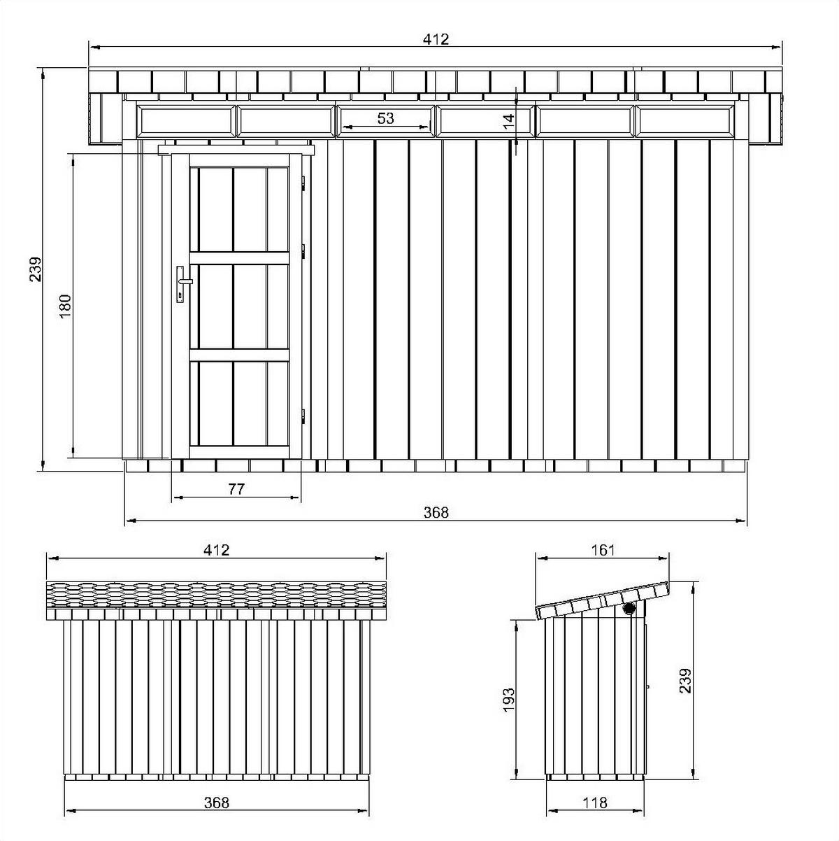 HOLZ-GARTENHAUS basis LP SmartSide 4,3m² mit B161xL411xH239 cm - M902 - CAVERN STEEL - Dunkelgrau, Holz (412/239/161cm) - Timbela