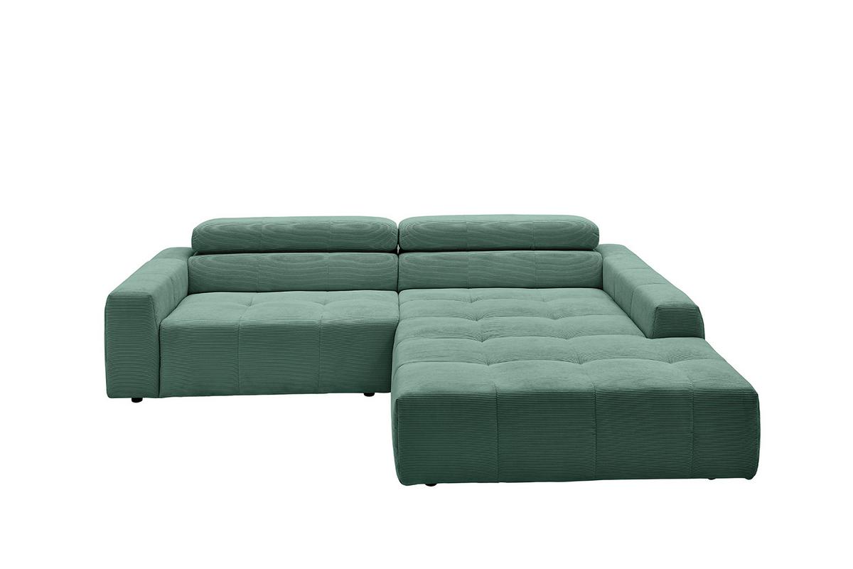 ECKSOFA RENO Smaragdgrün Cord - Smaragdgrün/Schwarz, Kunststoff/Textil (258/217cm) - KAWOLA