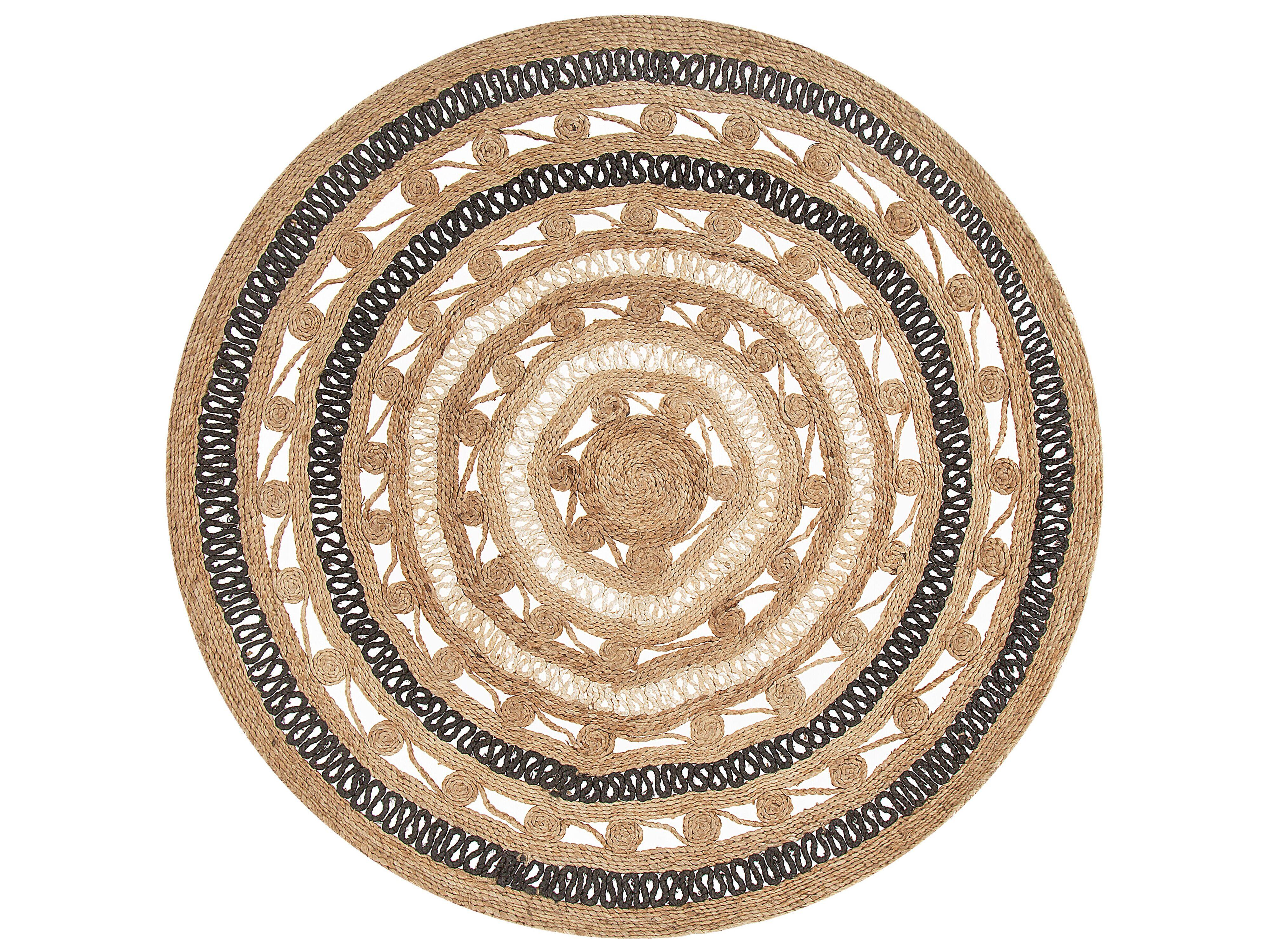 TEPPICH geflochten Goyne 140/140 cm - Beige, Naturmaterialien (140/140cm) - Beliani